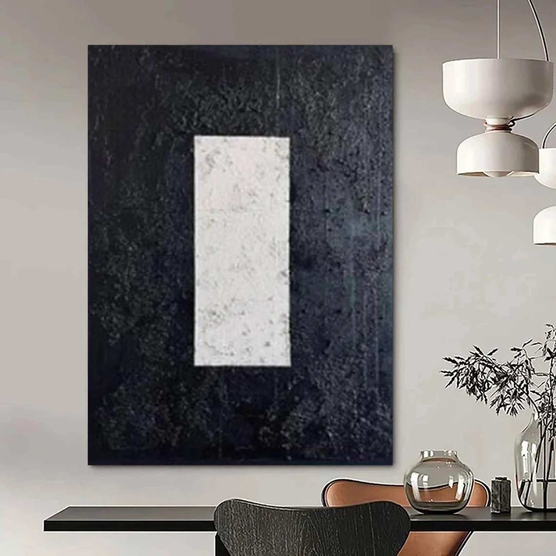 Office Hand-painted Original White Minimalist Entryway Wall Art X1AN1